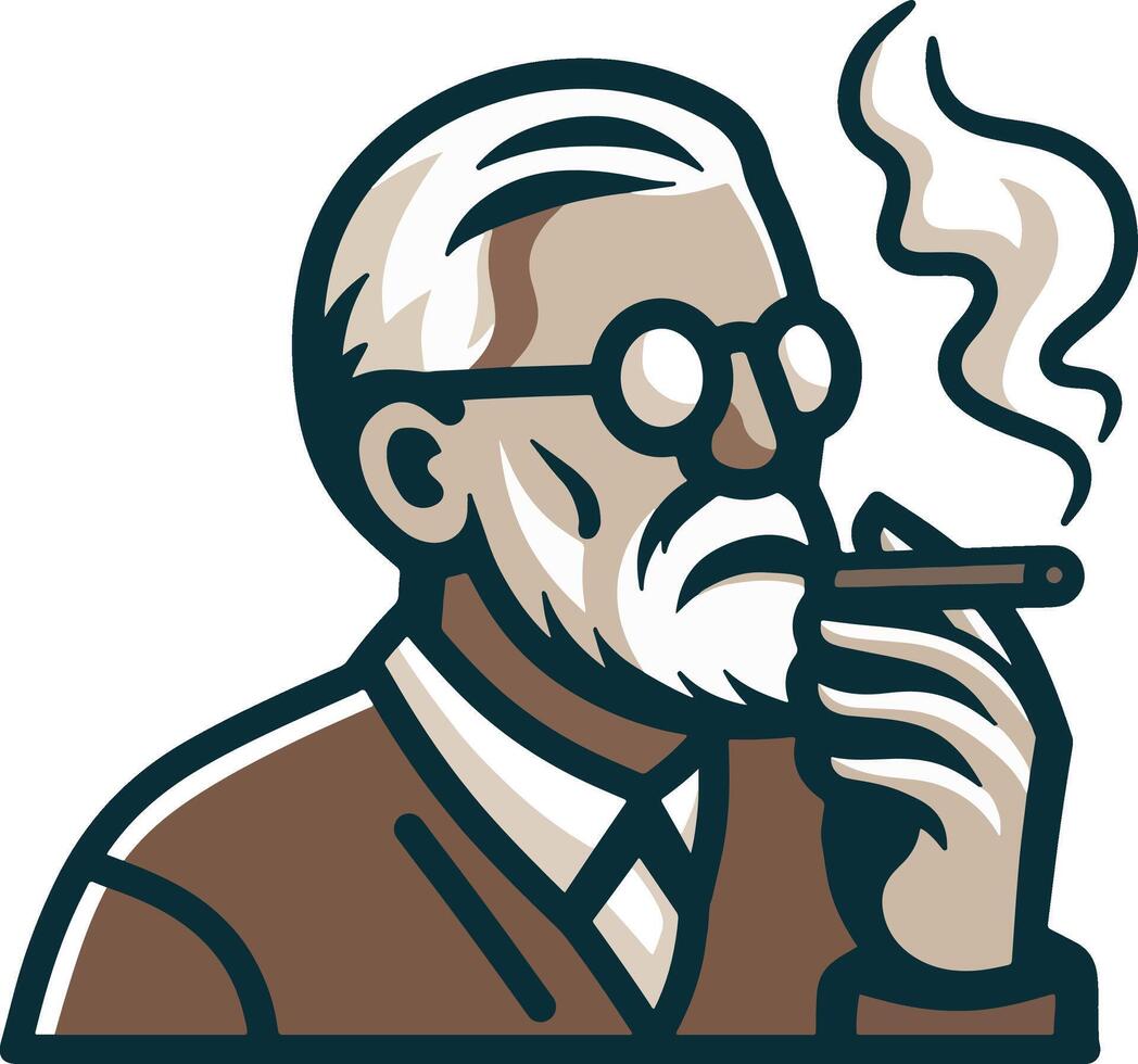 Grandfather Smoking Logo Design vector