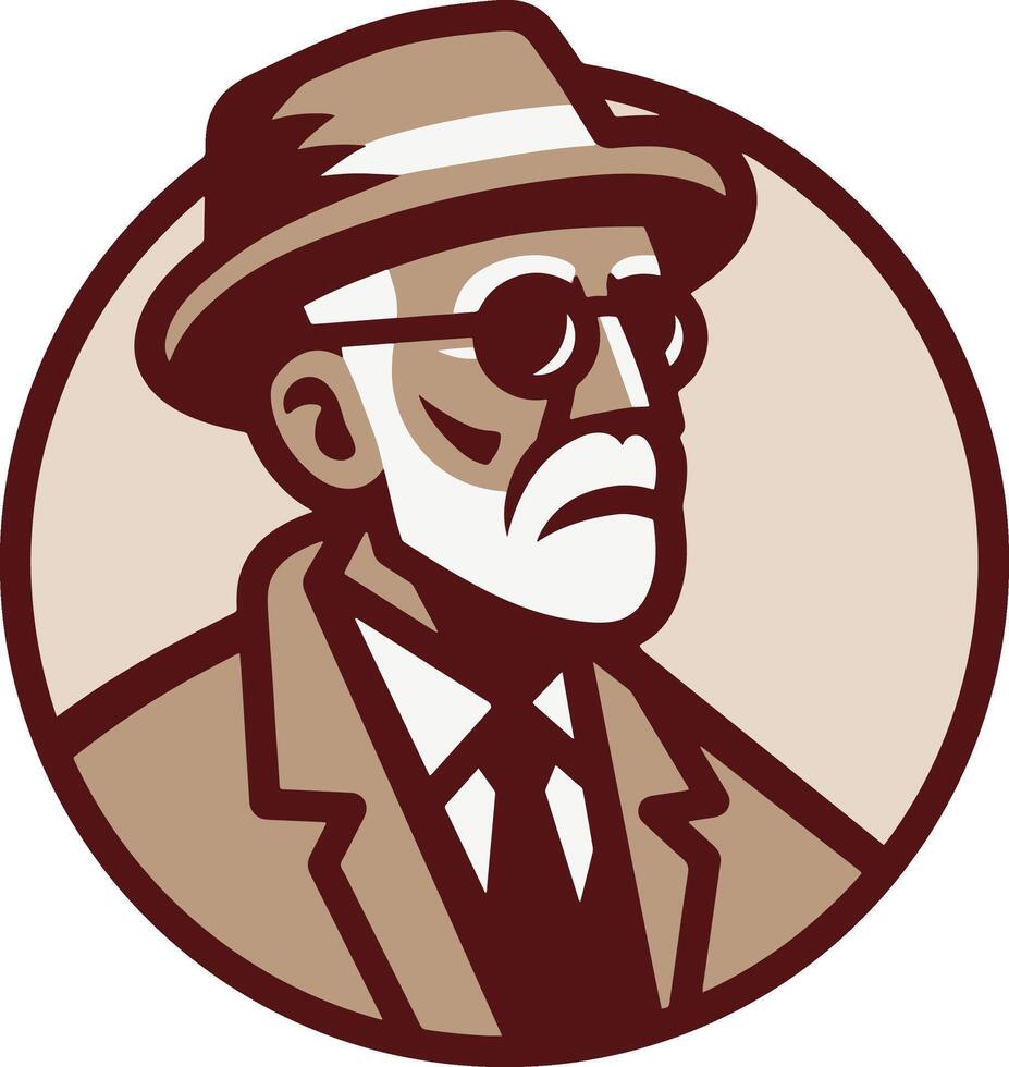 Old Man Logo Retro Design vector