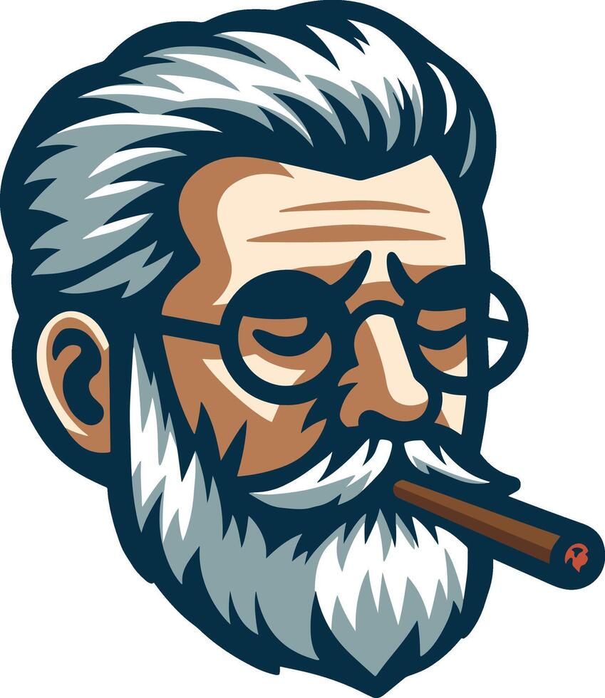Old Guy Smoking Head Design vector