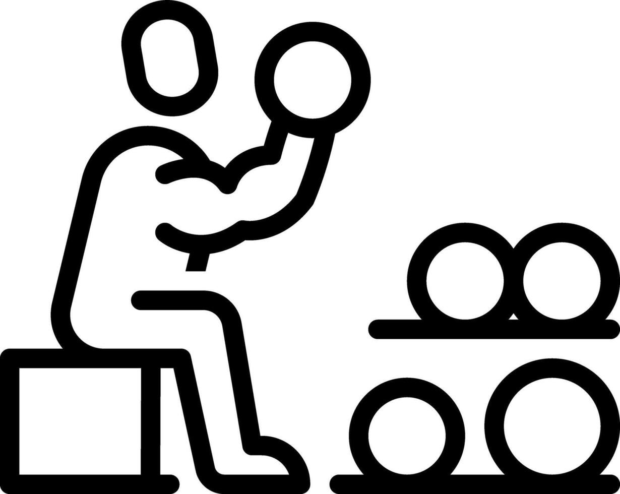 Black line icon for biceps curl vector