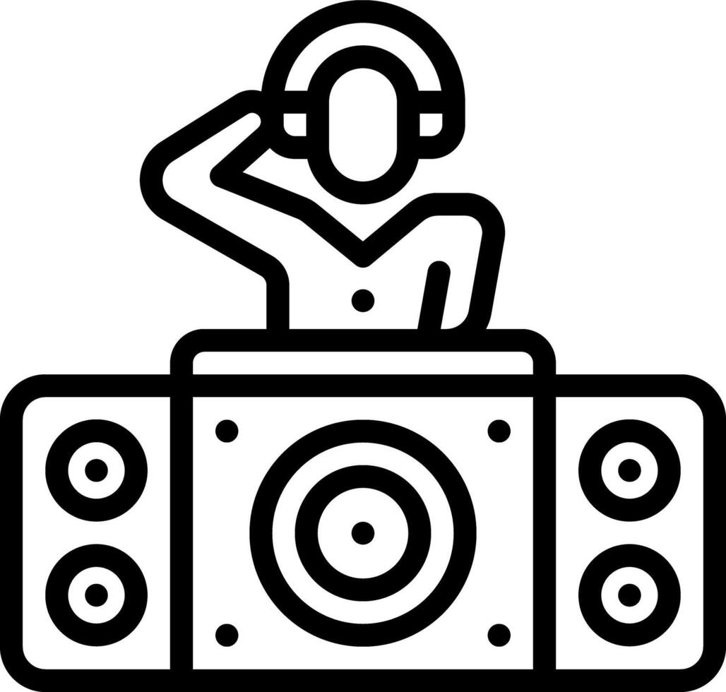 Black line icon for deejay vector