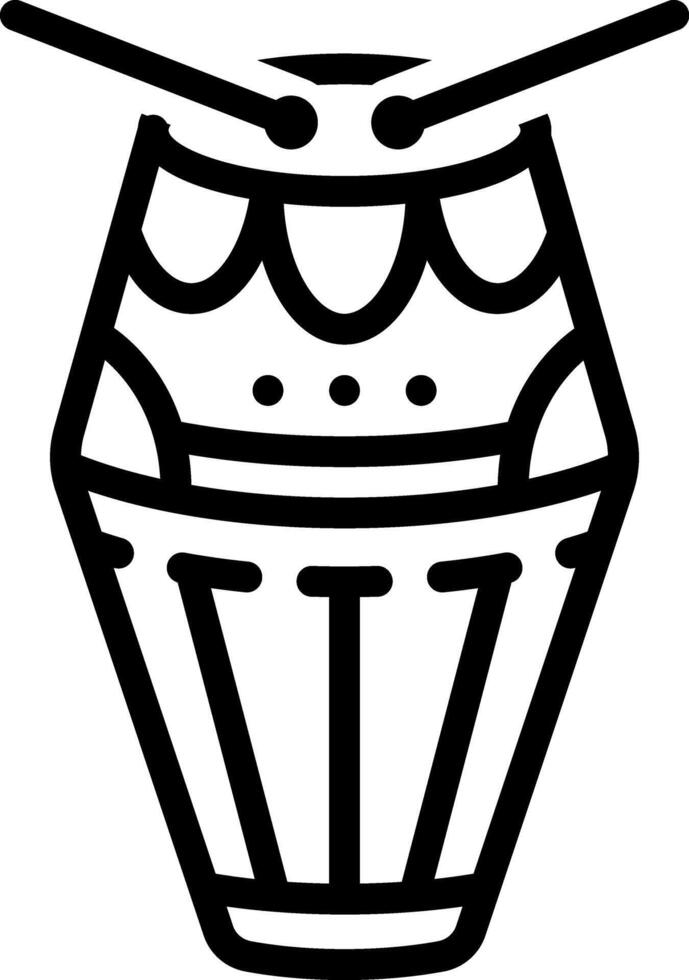 Black line icon for drum vector