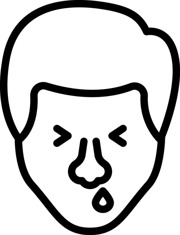 Black line icon for runny nose vector
