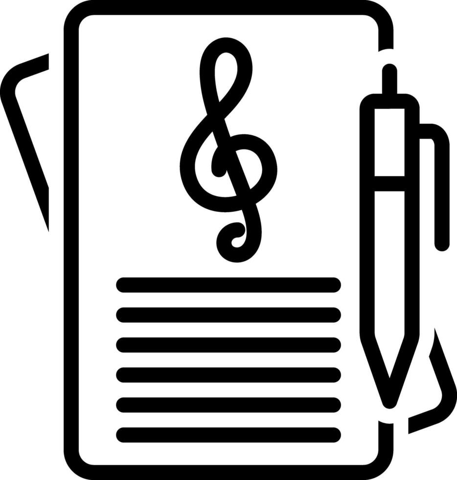 Black line icon for note vector