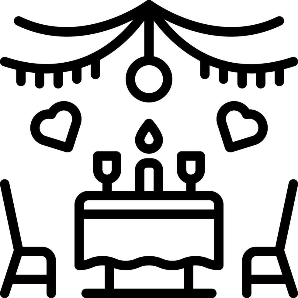 Black line icon for romantic dinner vector