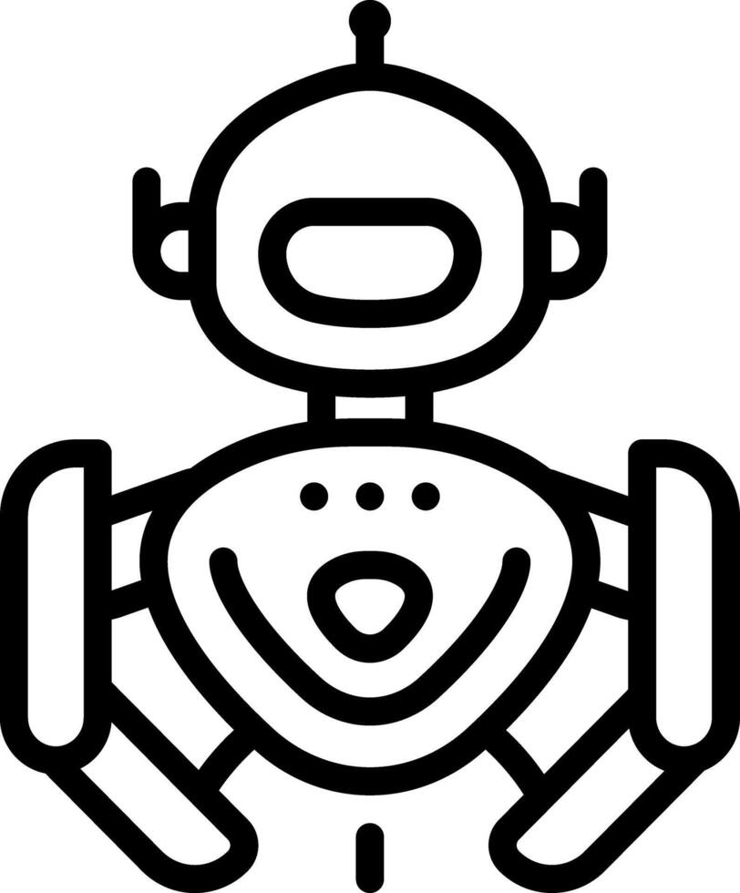 Black line icon for robot vector
