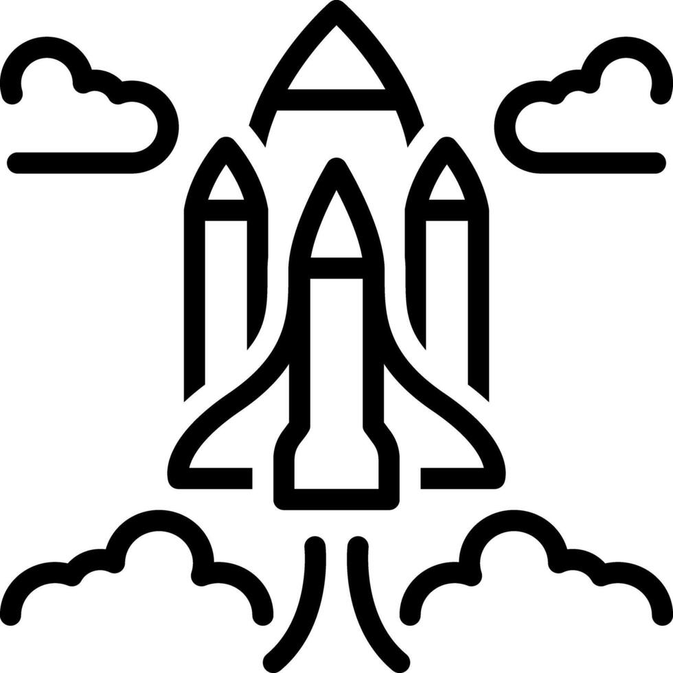 Black line icon for rocket launch vector
