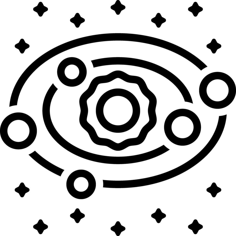 Black line icon for solar system vector