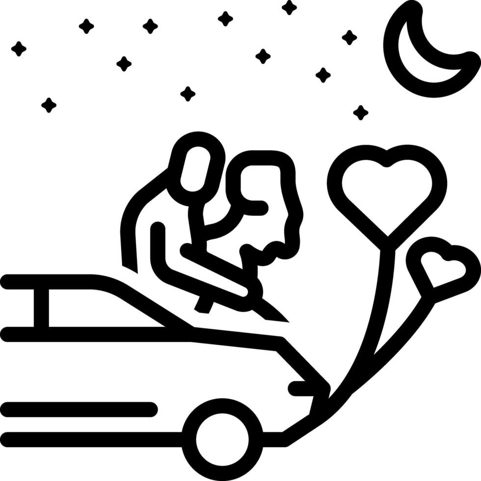 Black line icon for romantic night vector