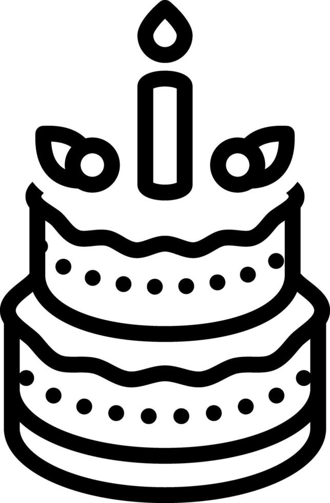 Black line icon for cake vector