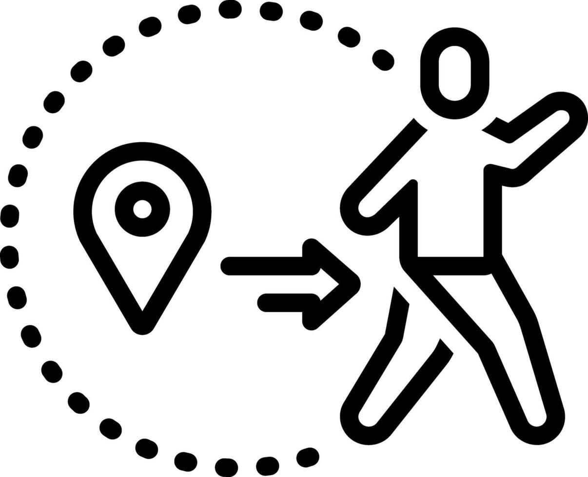 Black line icon for out of zone vector