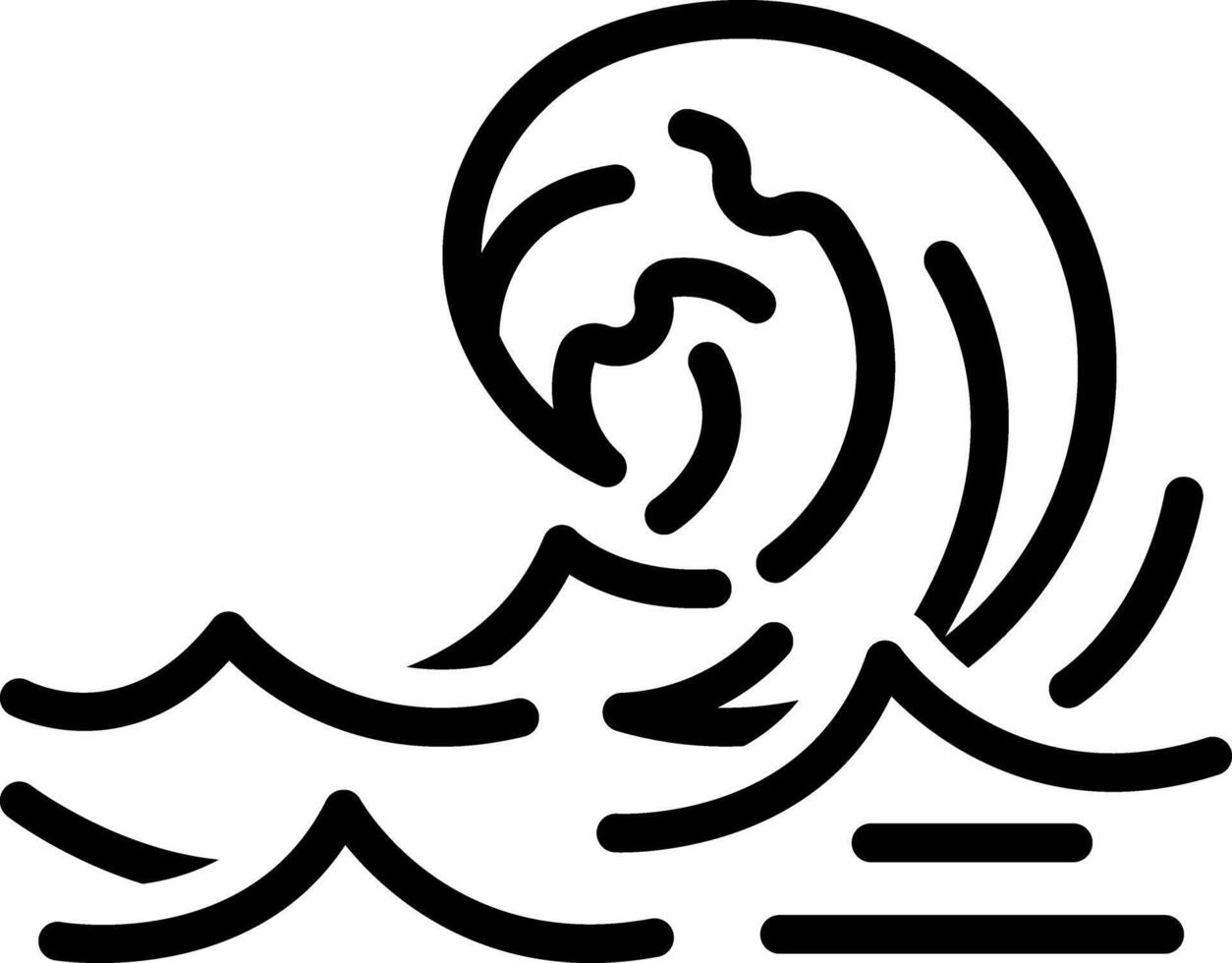 Black line icon for waves vector