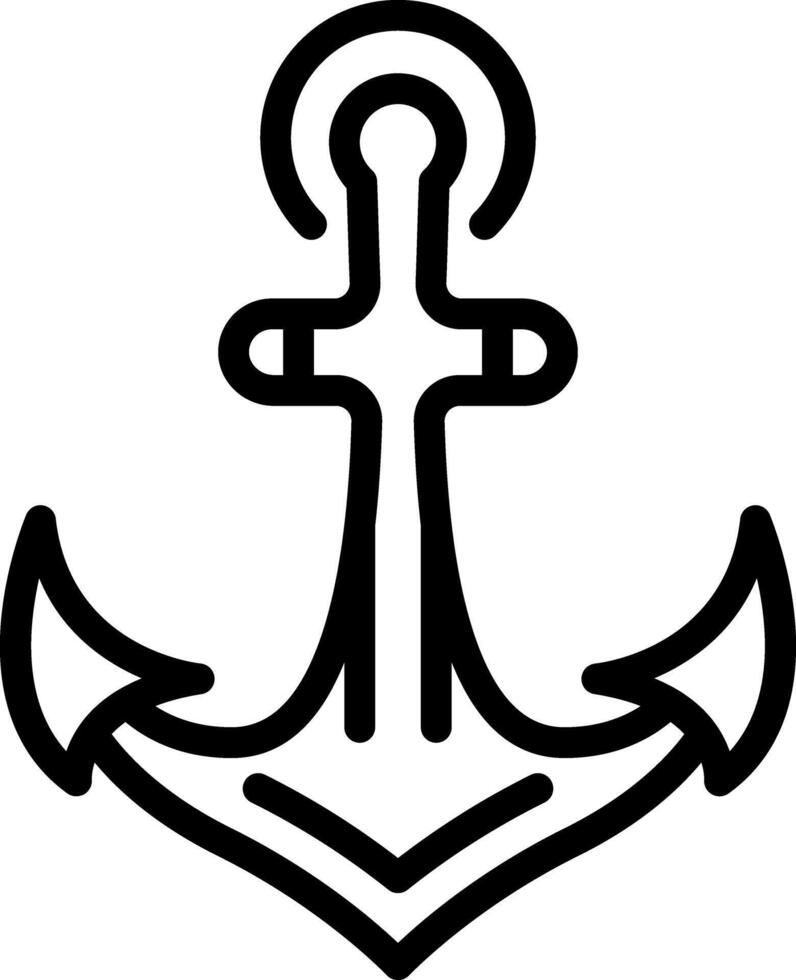 Black line icon for anchor vector