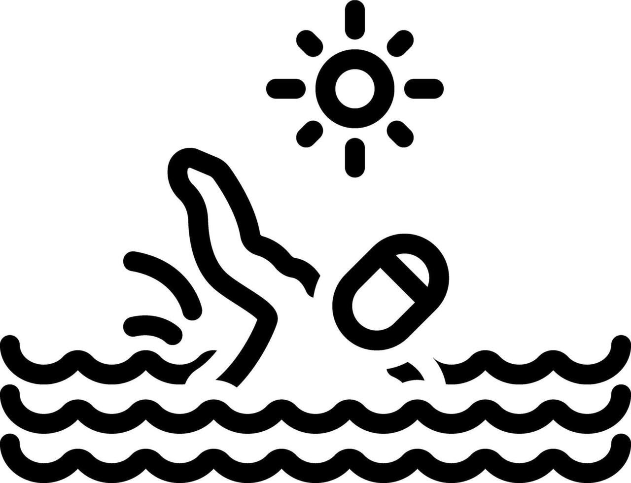 Black line icon for swim vector
