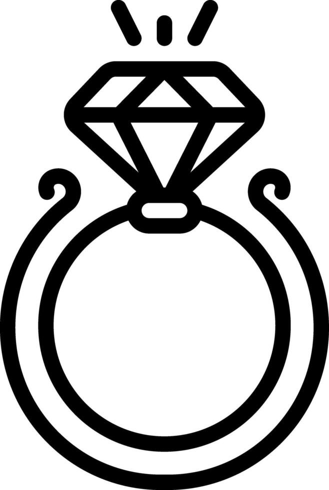 Black line icon for diamond ring vector