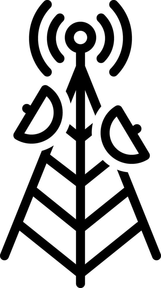 Black line icon for antenna vector
