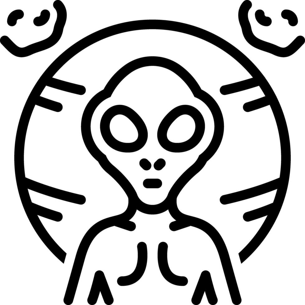 Black line icon for alien vector