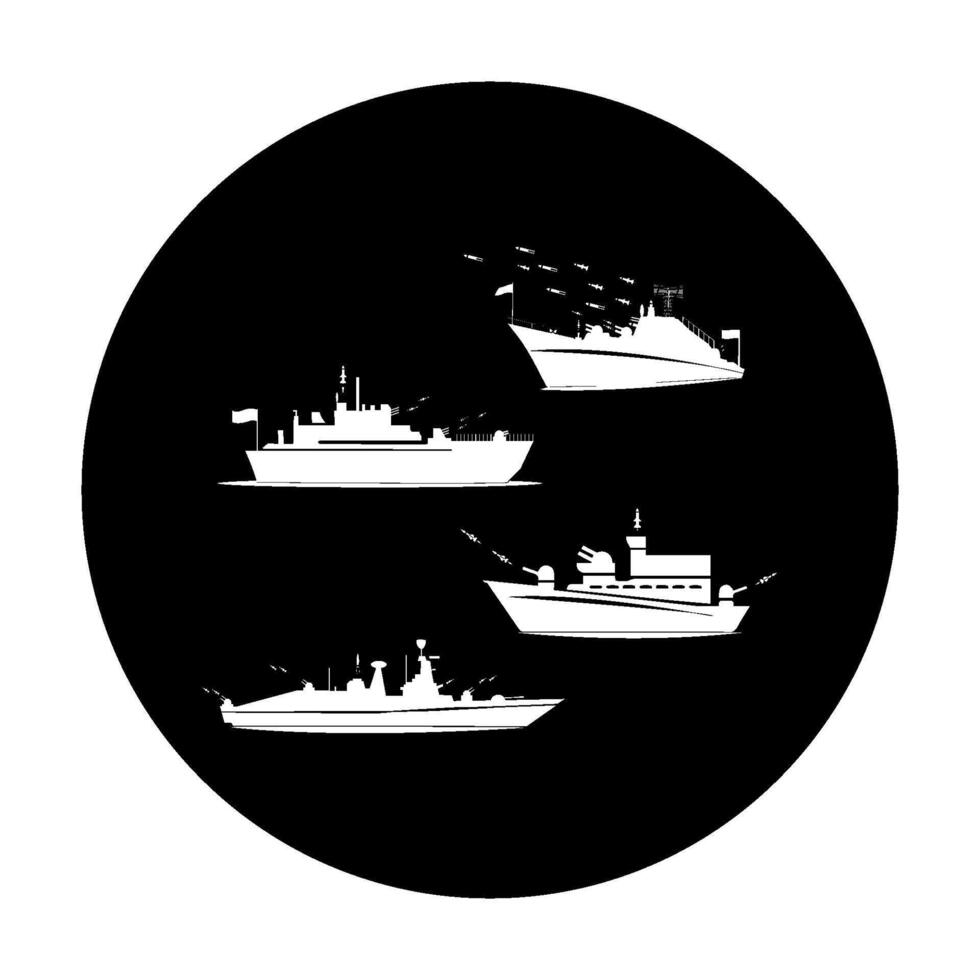 battleship icon set vector