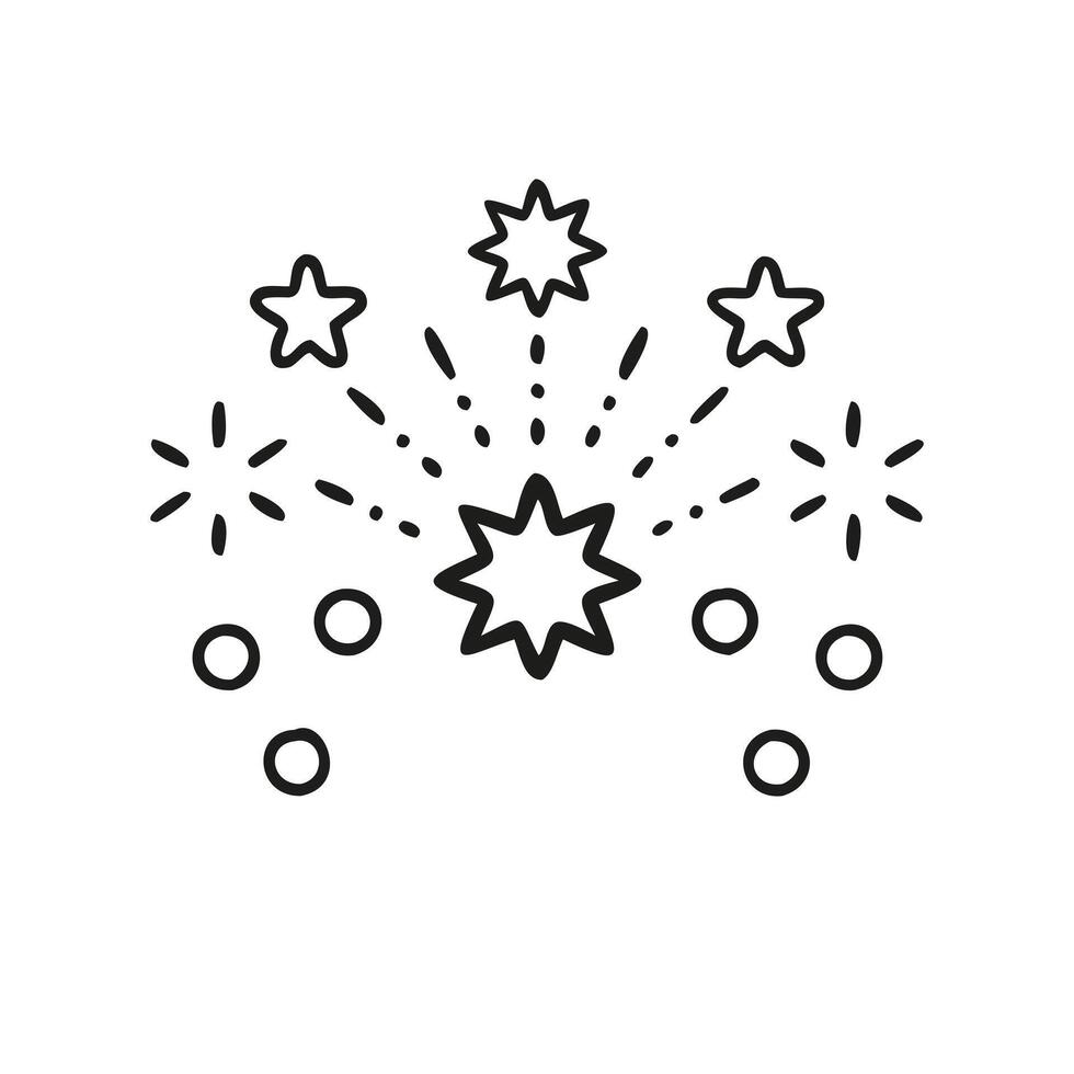 Black and white fireworks illustration with starburst pattern.. vector