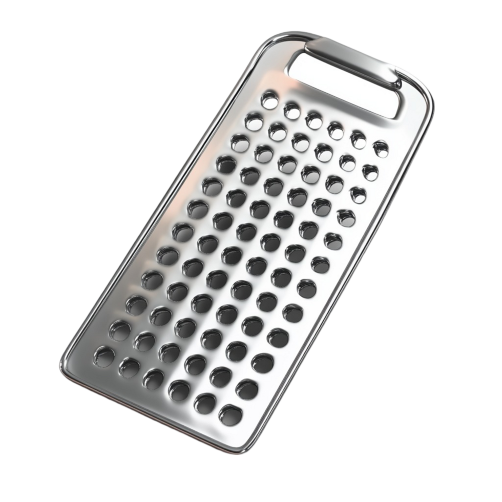 Close-Up of a Metal Grater with Grid Pattern png