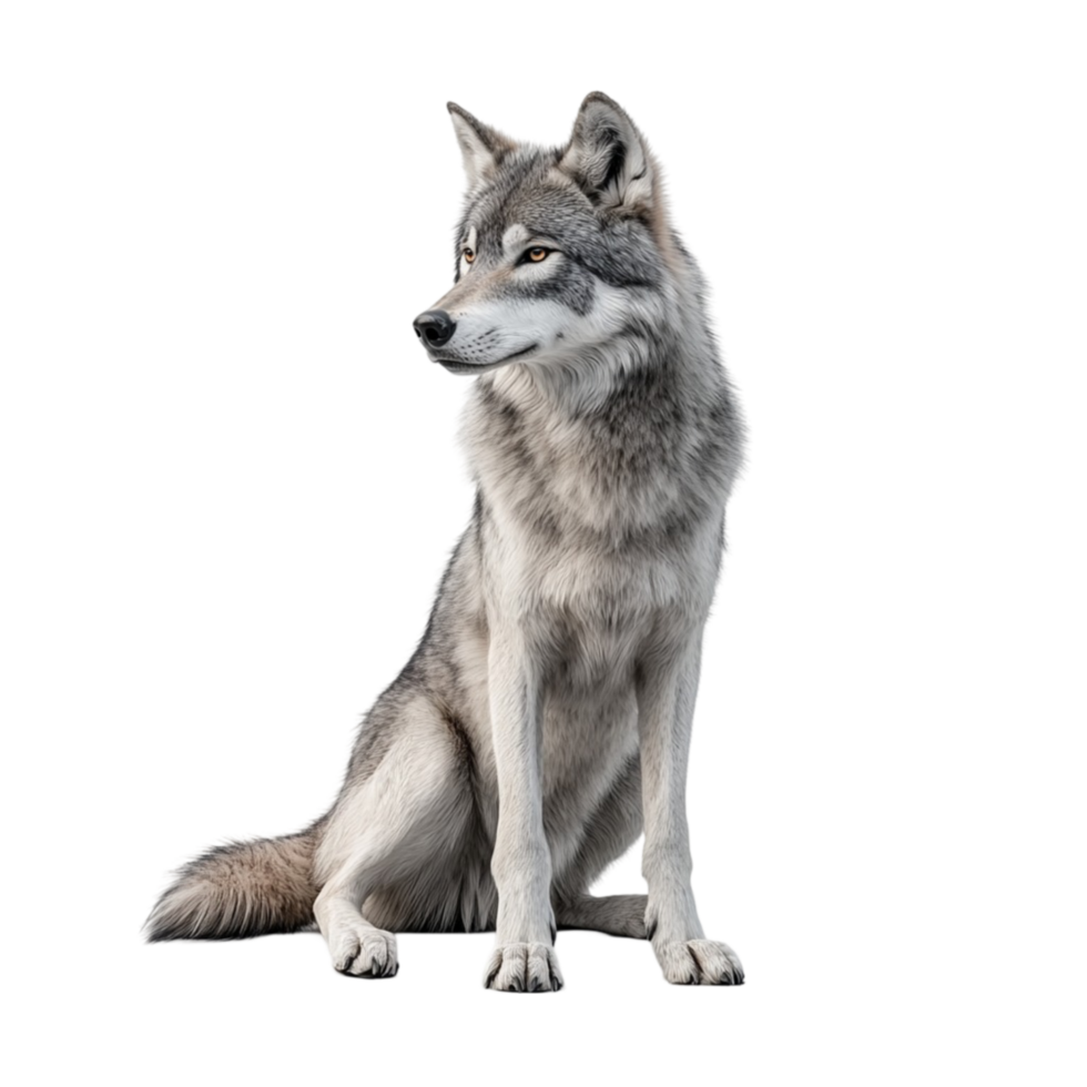 Wolf Sitting and Staring Directly at the Camera png