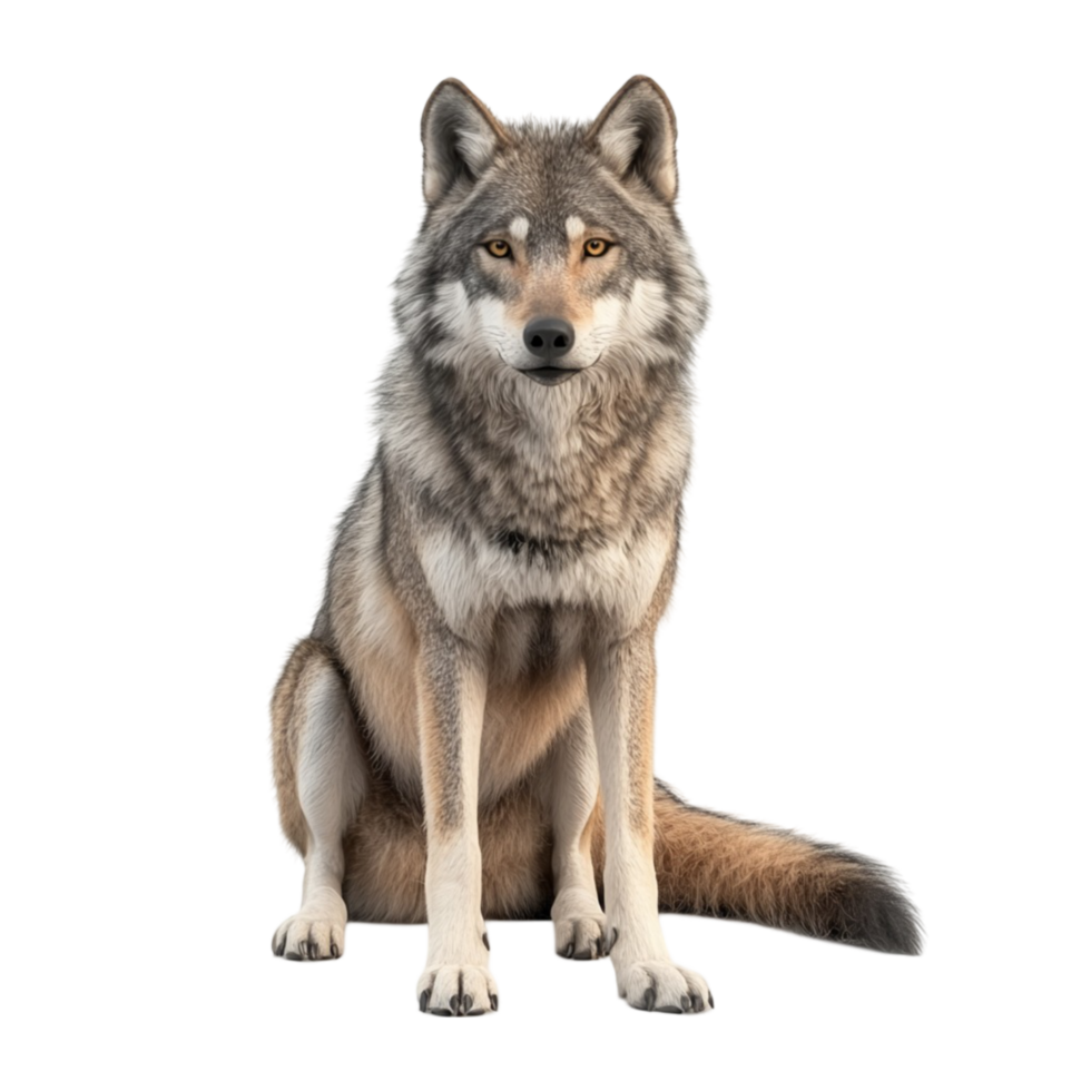 Wolf Standing on All Fours with Gray and White Coat png