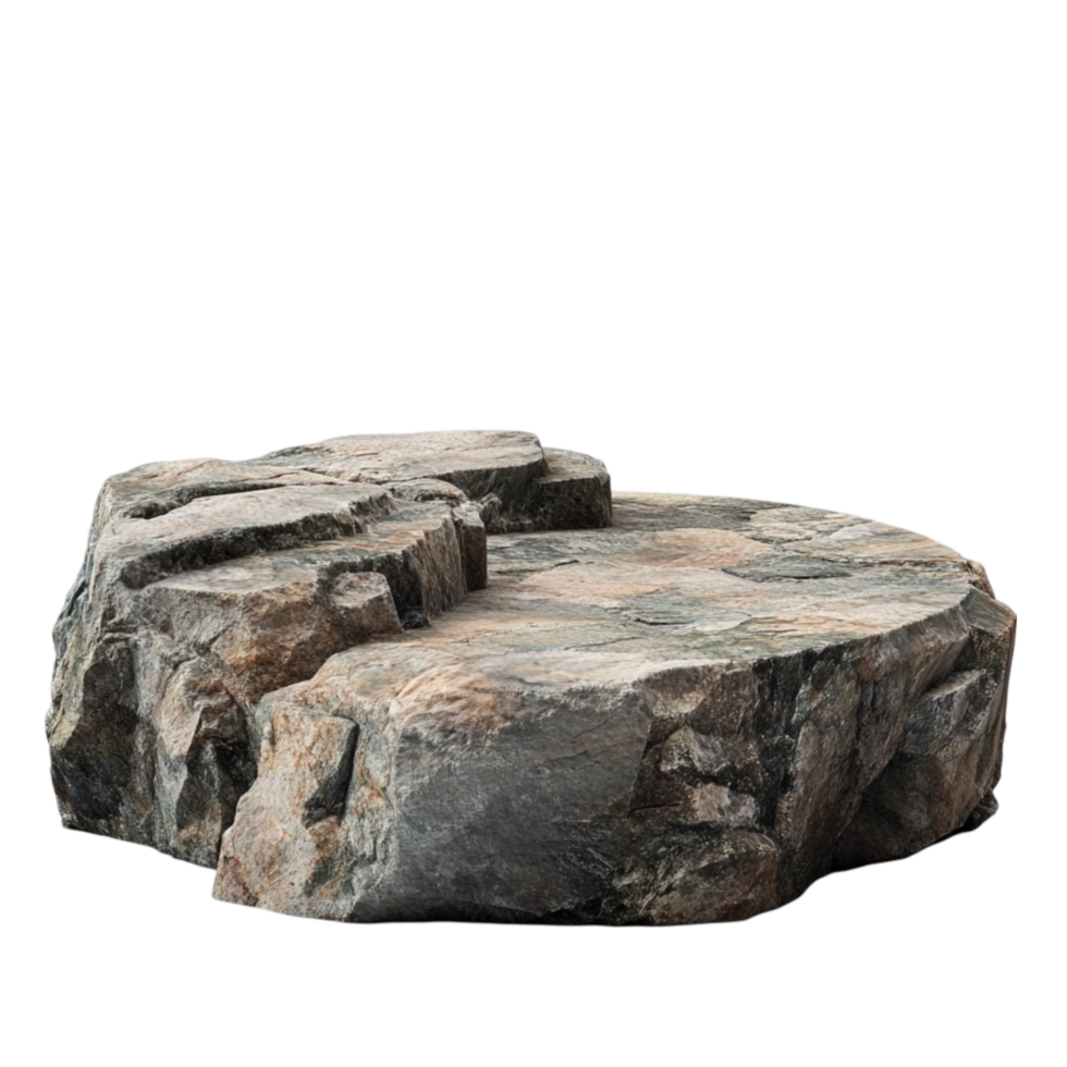 Large Grey Stone Boulder with Rough Texture png