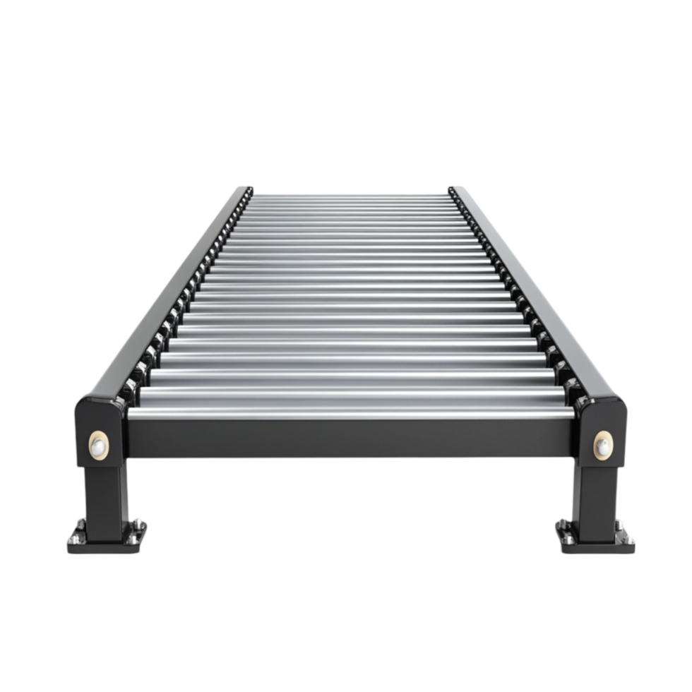 Horizontal Metallic Bar with Supports for Conveyor Belt System png