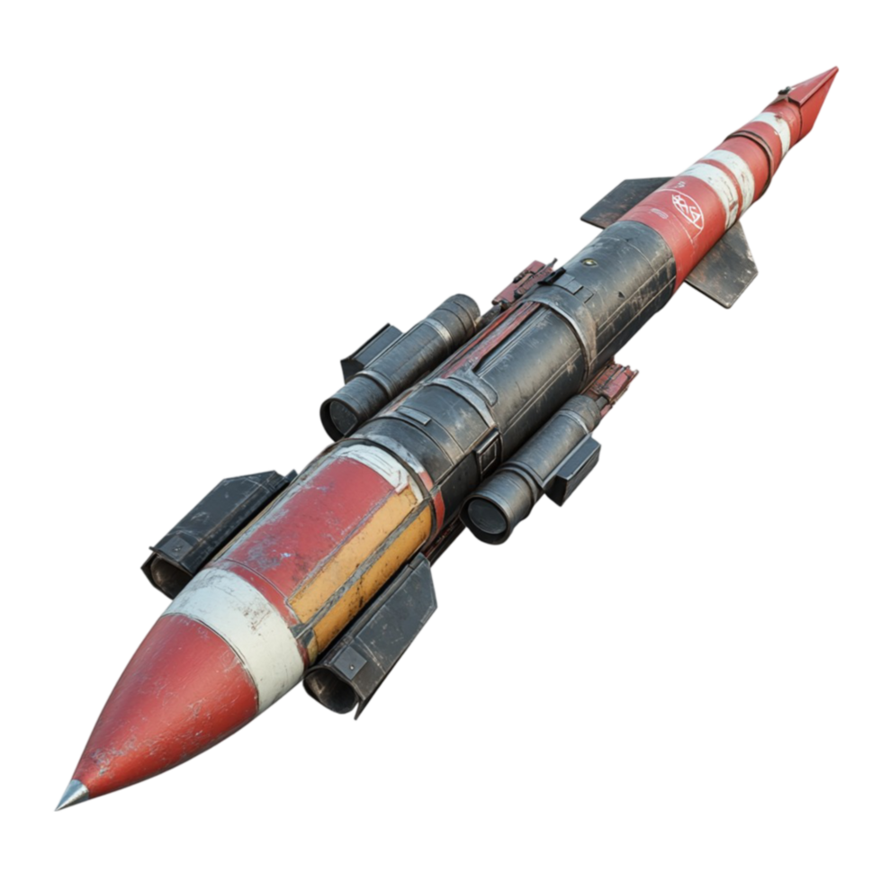 Missile with Red Stripe Pattern and Multiple Engines png