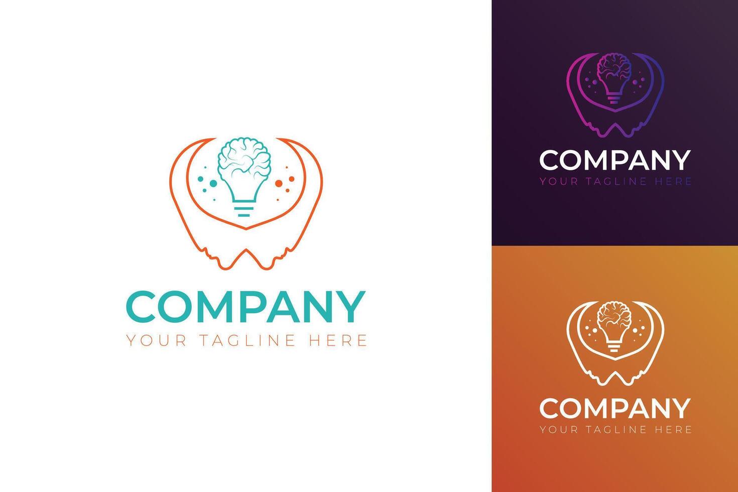 Creative human open head idea bulb with brain colorful logo design, technology data analyze for artificial intelligence icon symbol illustrations vector