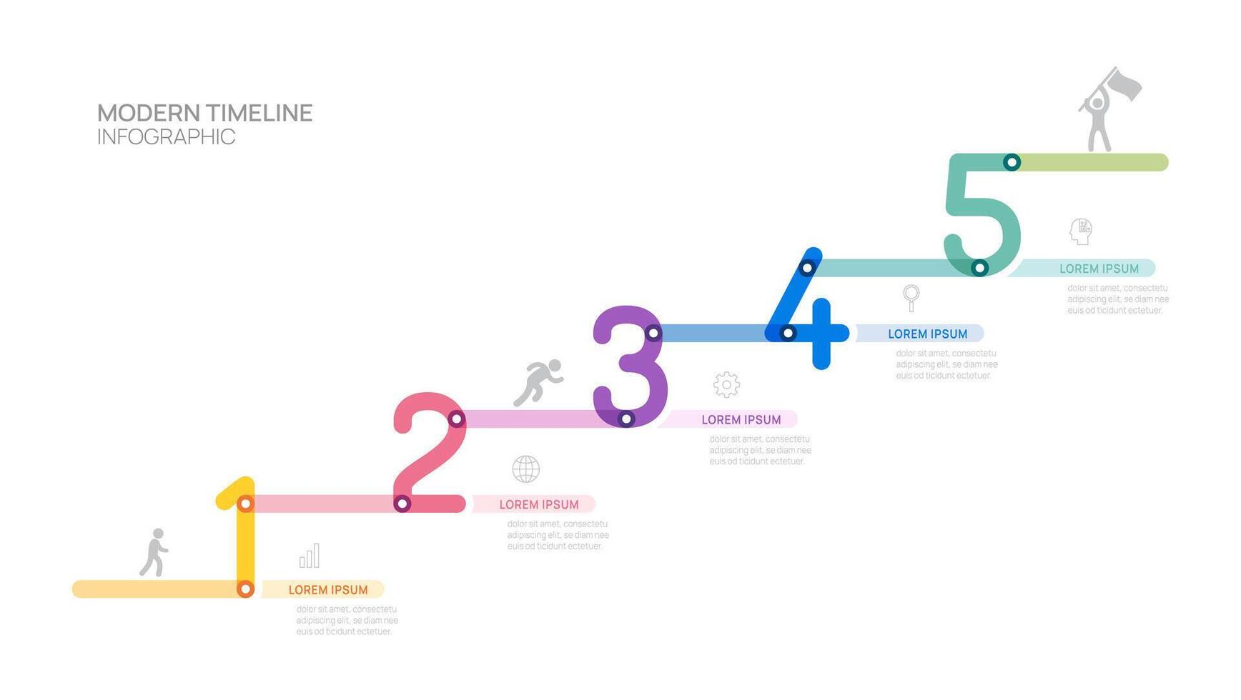 ladder Infographic line 5 steps to success growth template. Business process. illustration. vector
