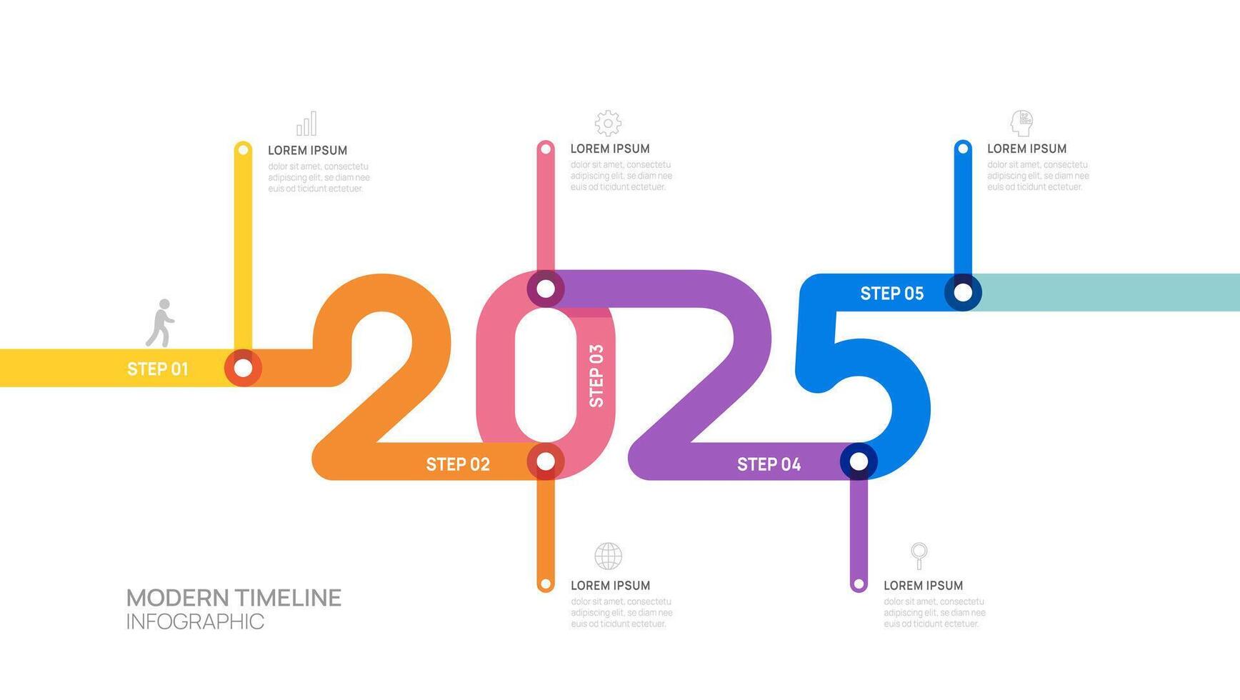 2025 ladder Infographic 5 steps to success growth template. Business process. illustration. vector