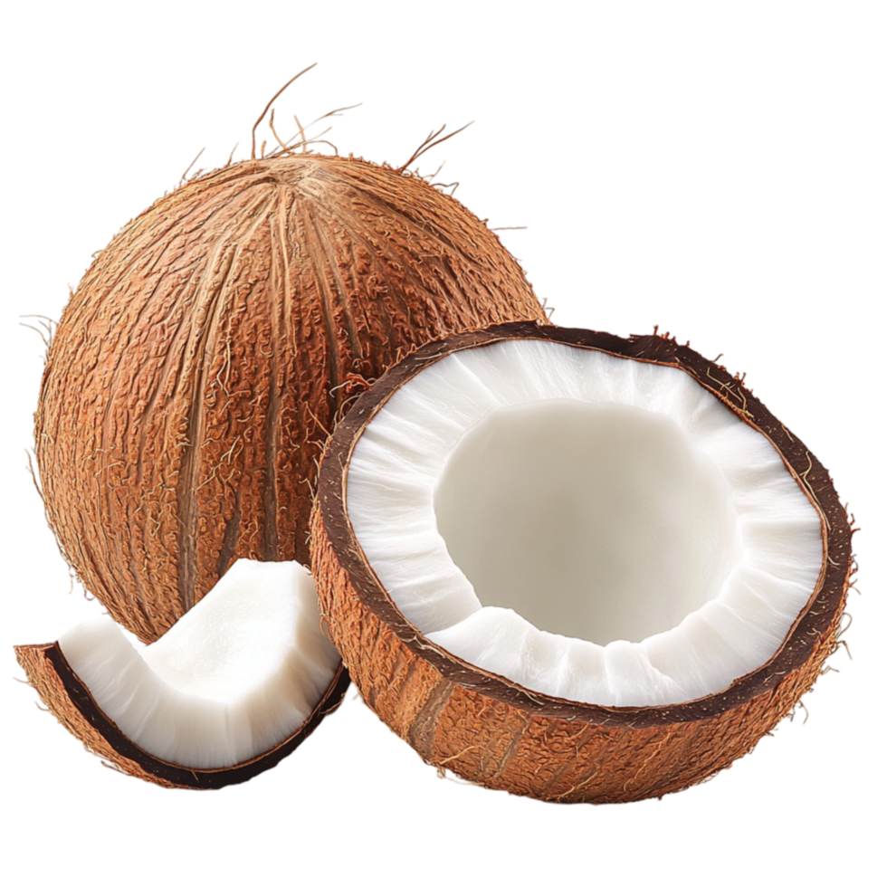 Coconut with Shell and Flesh Sliced Open png