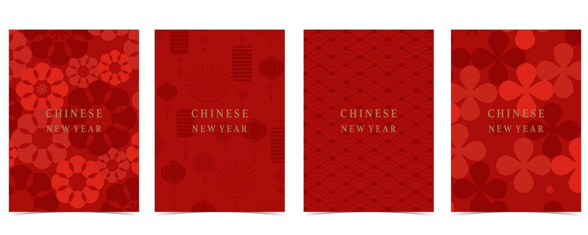 Happy Chinese New Year on red background with flower vector