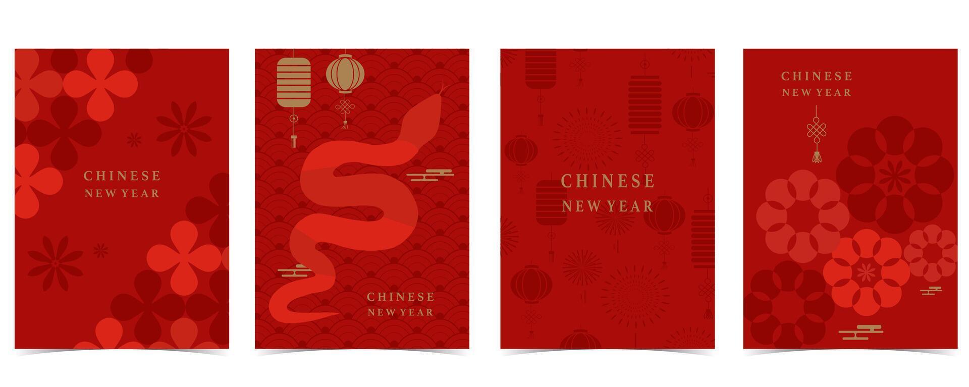 Happy Chinese New Year on red background with snake vector