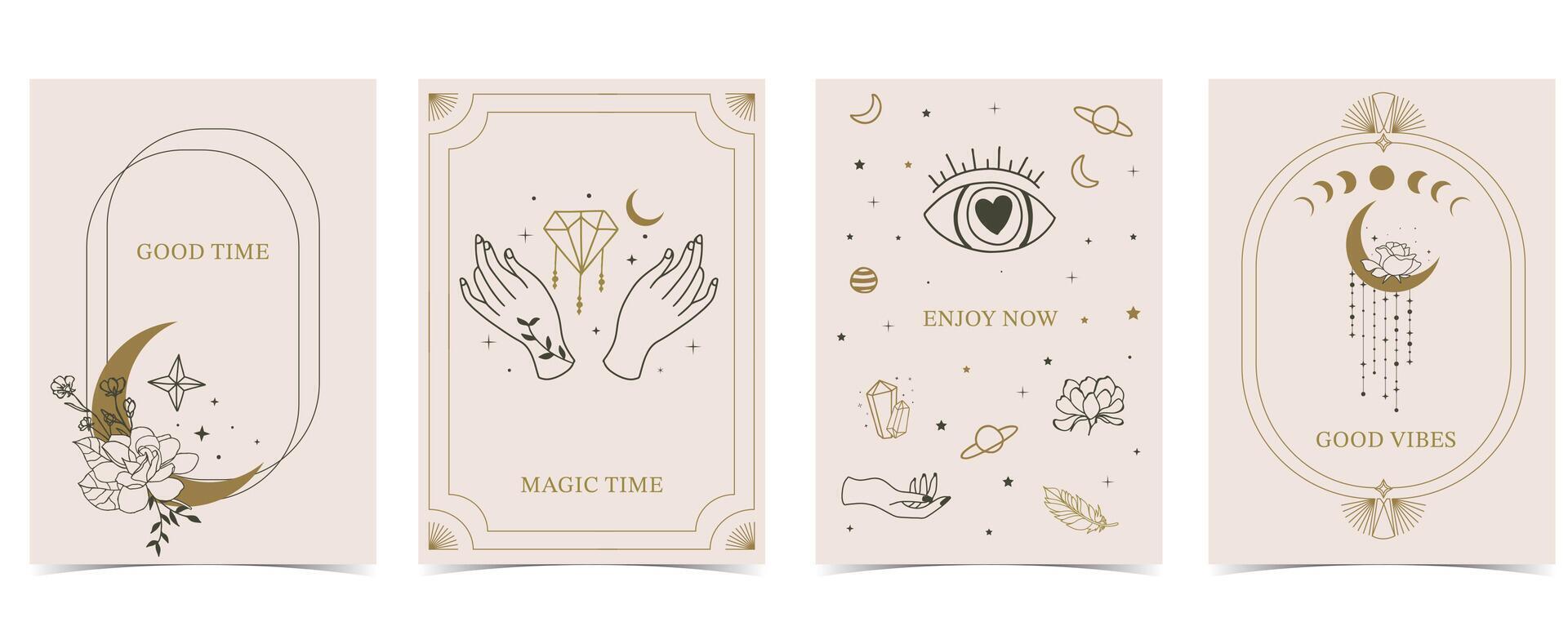 Boho invitation card with moon and eye vector