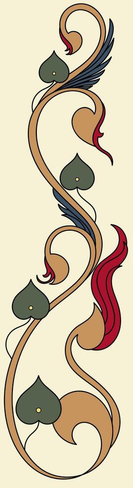 Damask lines of abstract flowers For decorating fabric patterns, carpet borders, ethnic pattern elements. vector