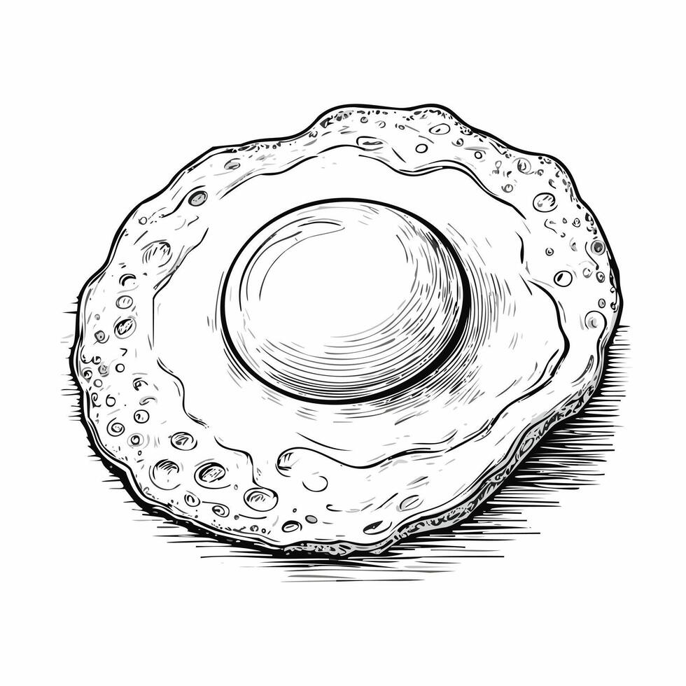 Fried Egg Food Meal Menu Dish Delicious Cuisine Eat Sketch Style vector