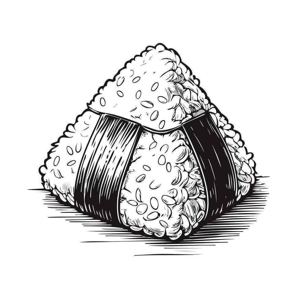 Onigiri Japanese Japan Food Meal Dish Delicious Cuisine Eat Sketch Style vector