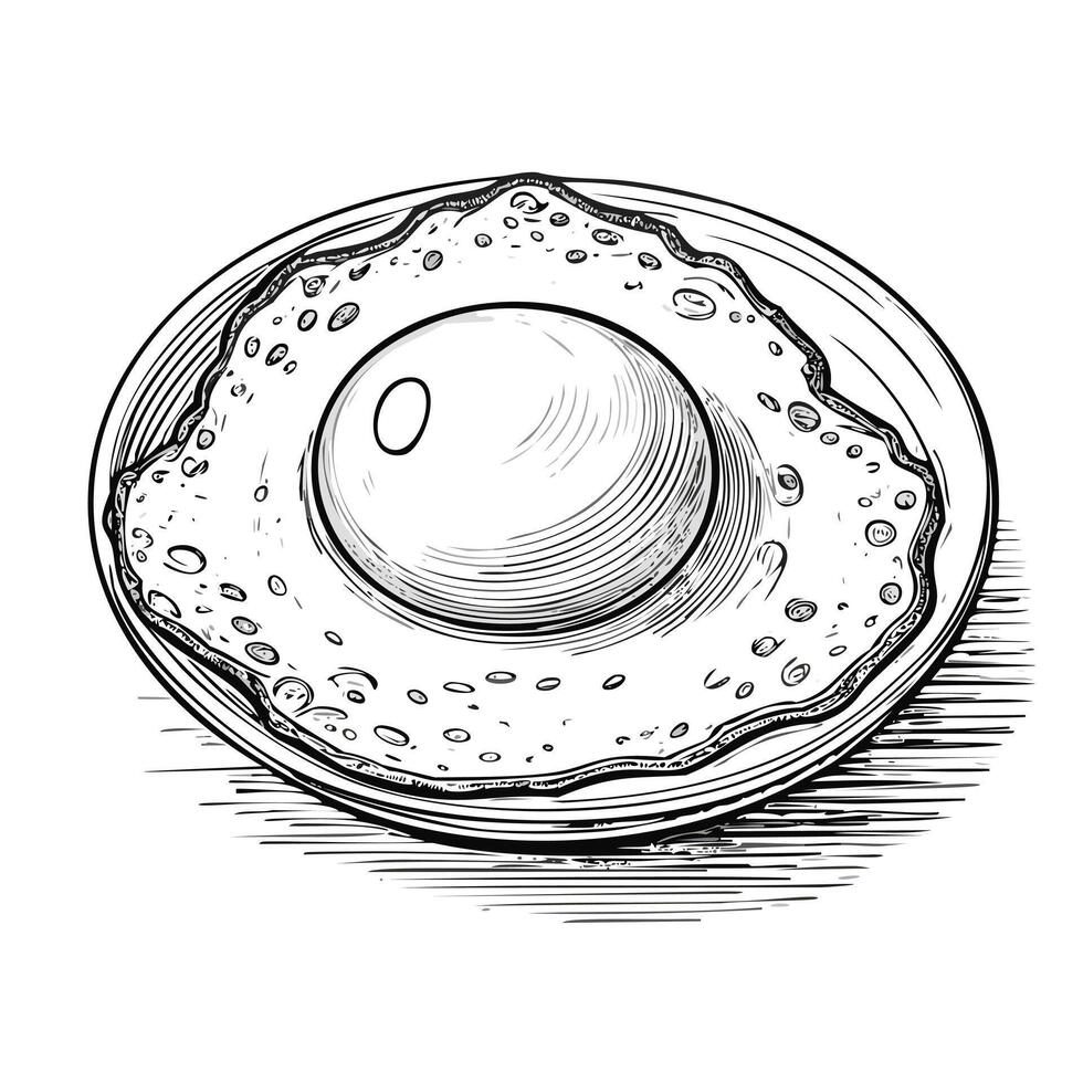 frito huevo comida comida plato delicioso cocina comer bosquejo estilo vector