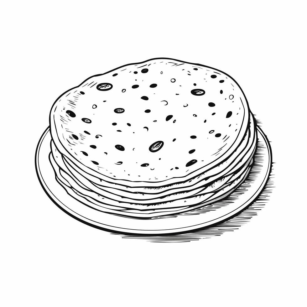 Tortilla Food Meal Menu Dish Cuisine Eat Sketch Style vector