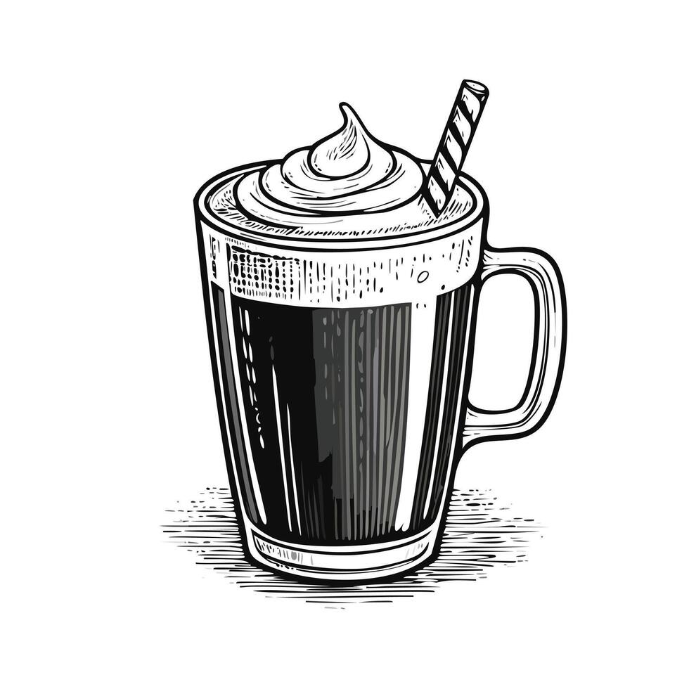 Coffee Drink Beverage Menu Liquid Water Sketch Style vector