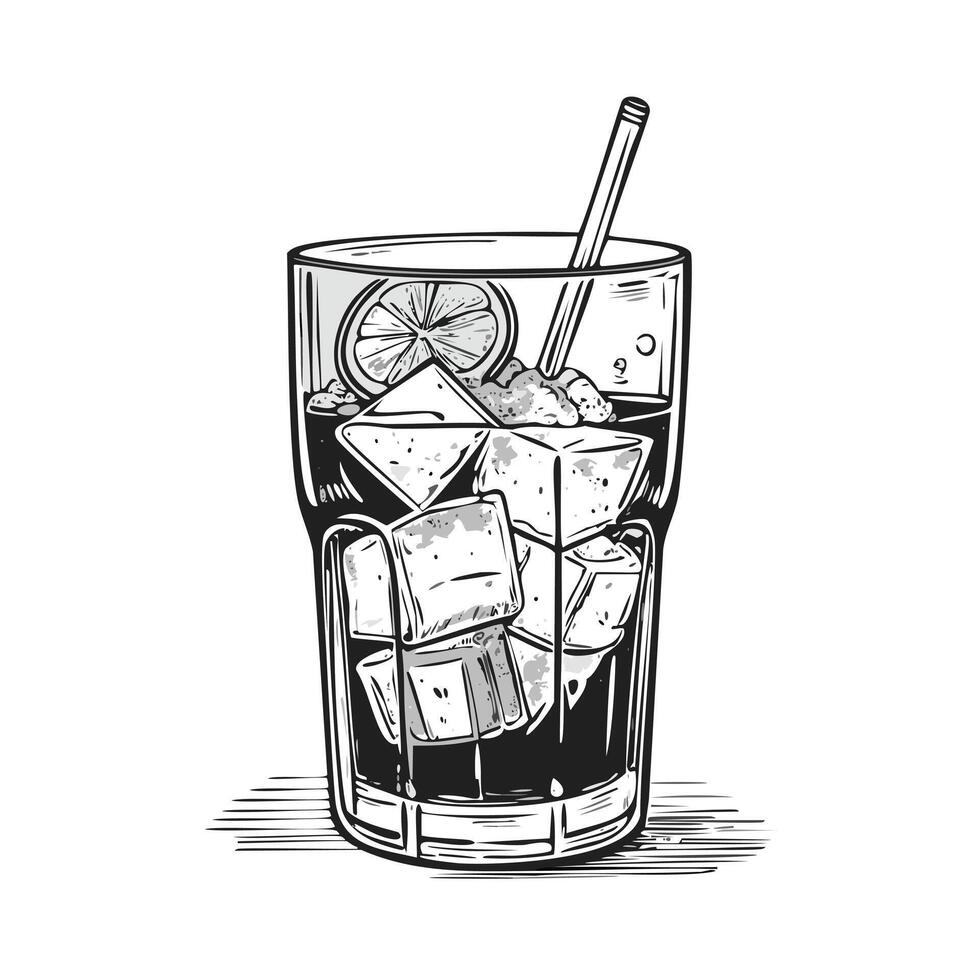 Soda Drink Beverage Menu Liquid Water Sketch Style vector