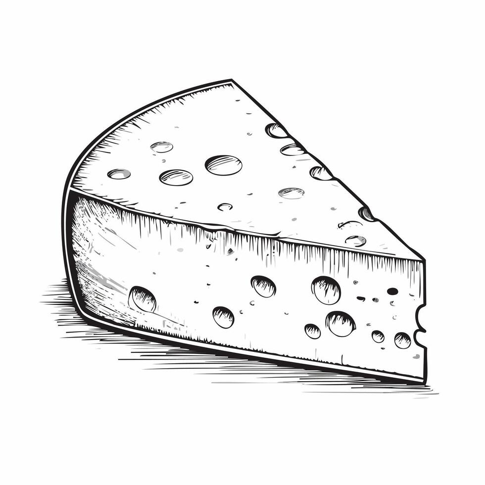 Cheese Food Meal Menu Dish Delicious Cuisine Eat Sketch Style vector