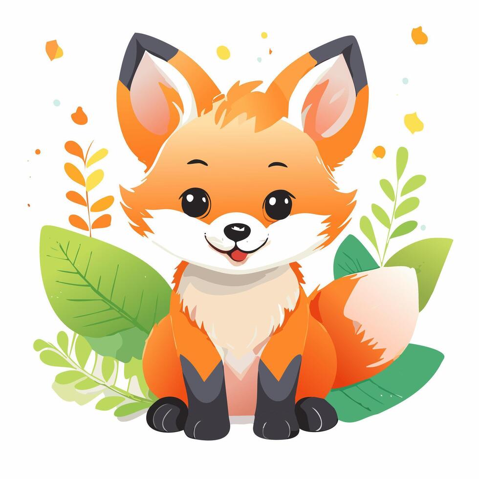 Fox Cute Small Cartoon Baby Animal vector