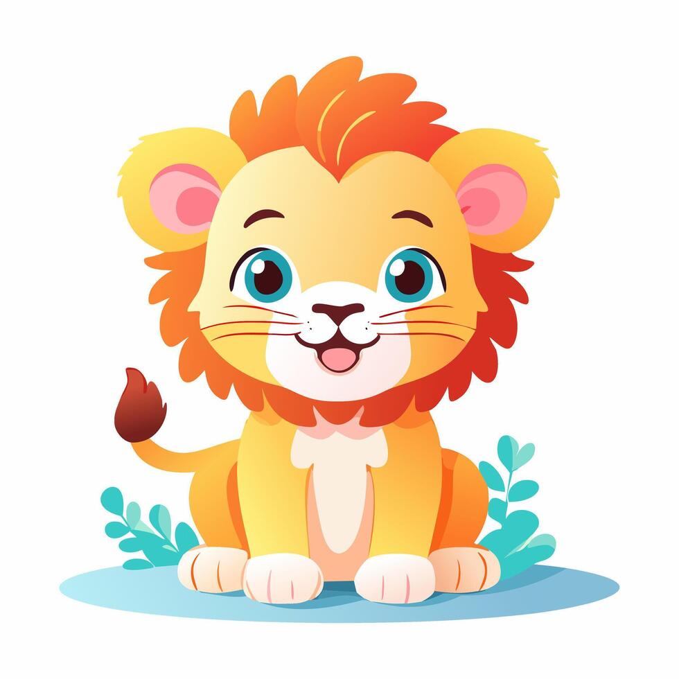 Lion Cute Small Cartoon Animal Character vector