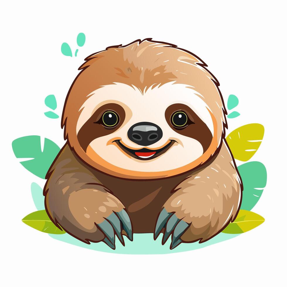 Sloth Cute Small Cartoon Baby Animal Character vector