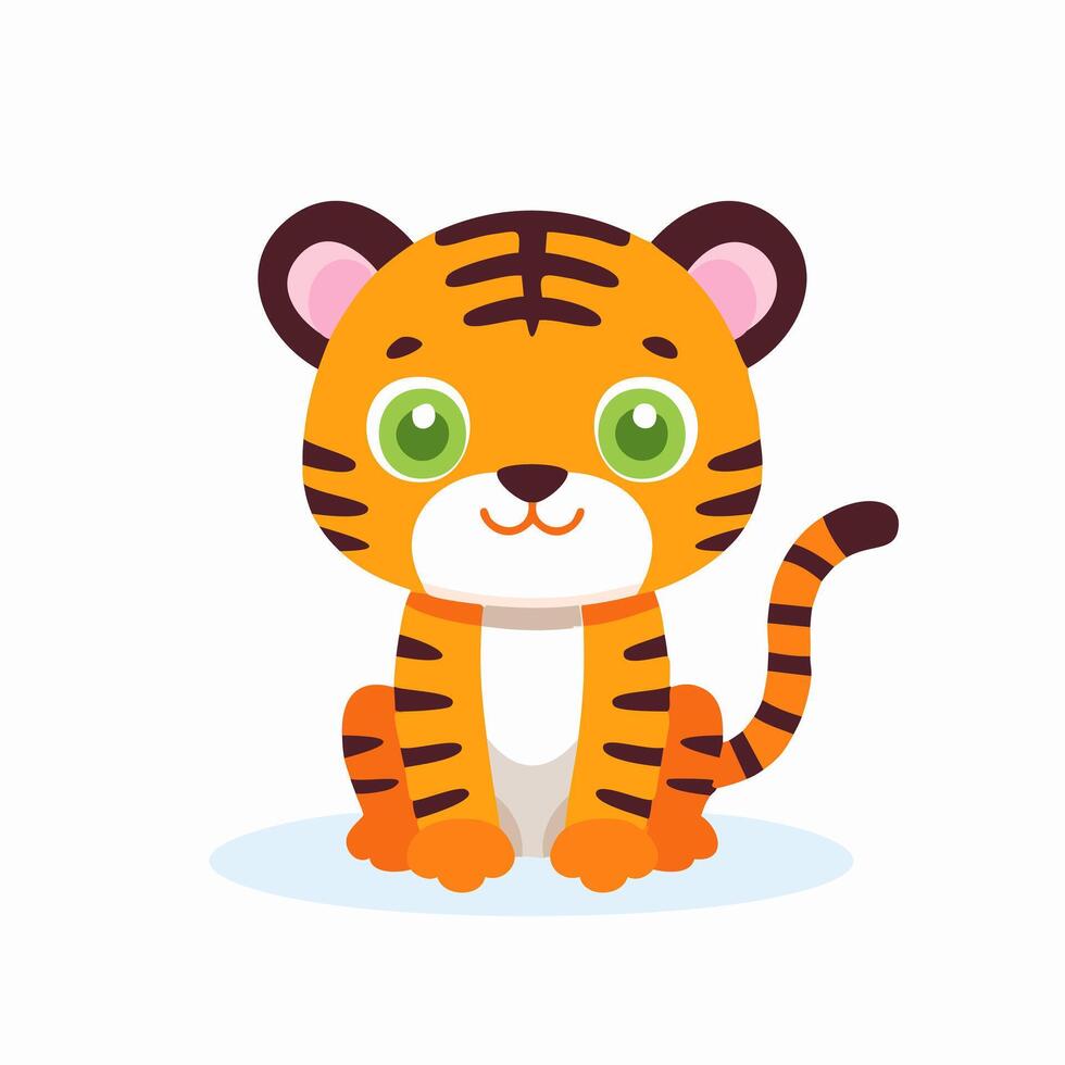 Tiger Cute Small Cartoon Baby Character vector