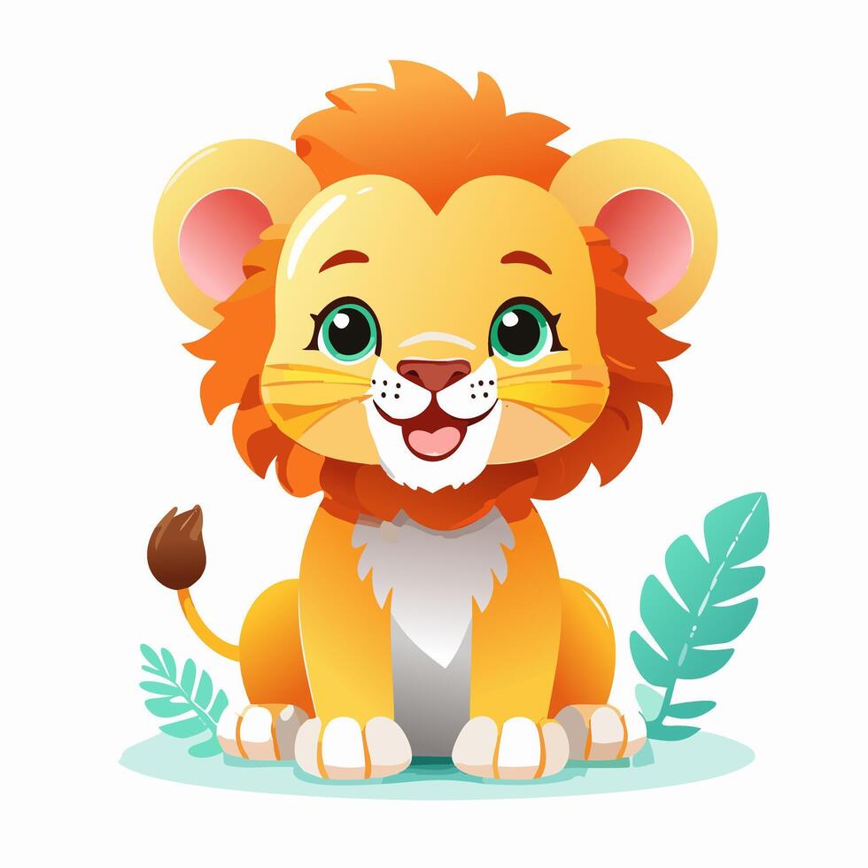 Lion Cute Small Cartoon Baby Character vector