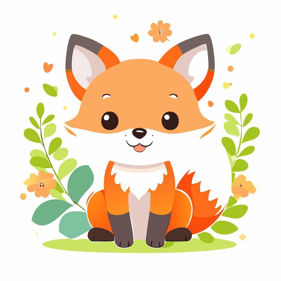 Fox Cute Small Cartoon vector